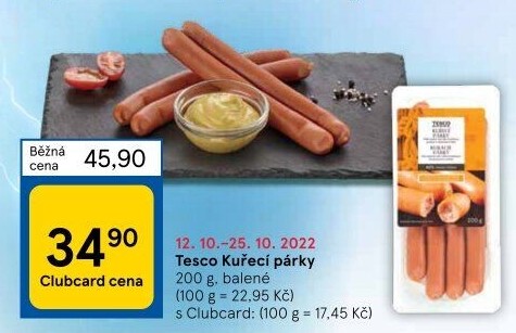 Párky kuřecí Tesco