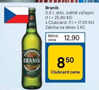Pivo světlé výčepní 10° Braník