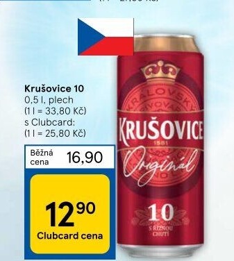 Pivo světlé výčepní Originál Královská 10° Krušovice