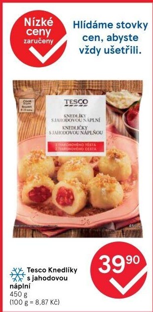 Plněné knedlíky mražené Tesco
