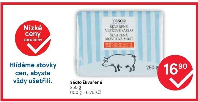 Sádlo vepřové škvařené Tesco
