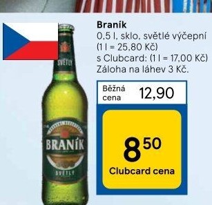 Pivo světlé výčepní 10° Braník