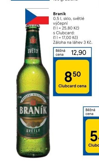 Pivo světlé výčepní 10° Braník