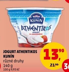 Jogurt ochucený řeckého typu Athentikos Kunín