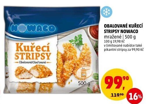 Kuřecí stripsy mražené Nowaco