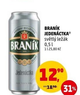 Pivo světlý ležák 11° Jedenáctka Braník