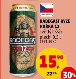 Pivo světlý ležák 12° Ryze hořká Radegast