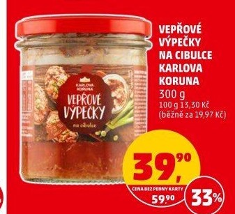 Vepřové výpečky na cibulce ve sklenici Karlova Koruna