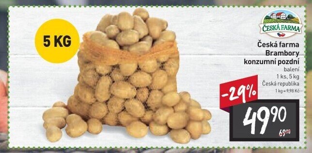 Brambory konzumní pozdní Česká farma