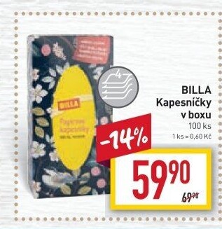 Kapesníčky papírové 4vrstvé Billa - box