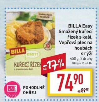 Kuřecí řízek s kaší Easy Billa