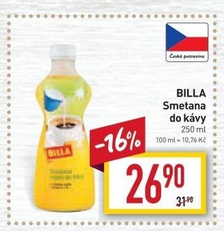 Smetana do kávy Billa