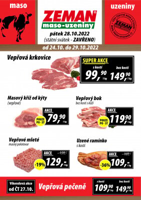akční leták ZEMAN maso - uzeniny 24.10.2022-29.10.2022