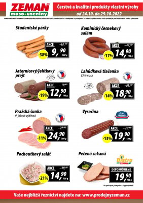akční leták ZEMAN maso - uzeniny 24.10.2022-29.10.2022