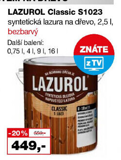 Lazura na dřevo Classic Lazurol