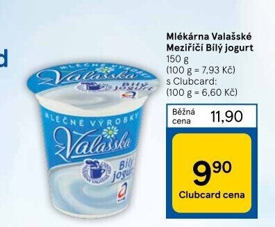 Bílý jogurt z Valašska Mlékárna Valašské Meziříčí
