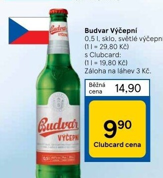 Pivo světlé výčepní Budweiser Budvar