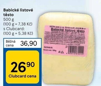Těsto listové babické Šetra