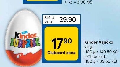 Čokoládové vajíčko s překvapením Kinder Surprise