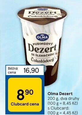 Dezert pudink se šlehačkou Olma