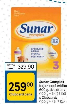 Kojenecká výživa Sunar Complex