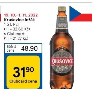 Pivo světlé Královský ležák 12° Krušovice