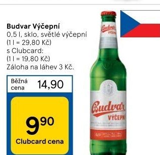 Pivo světlé výčepní Budweiser Budvar