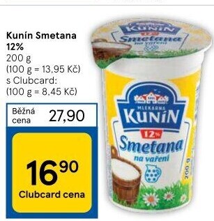 Smetana na vaření Kunín 12%