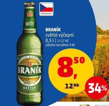 Pivo světlé výčepní 10° Braník