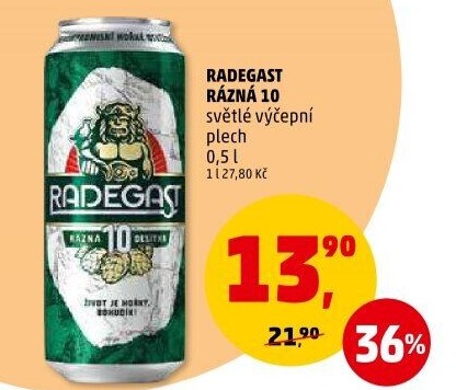 Pivo světlé výčepní Rázná 10° Radegast
