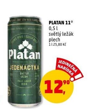 Pivo světlý ležák 11° Platan