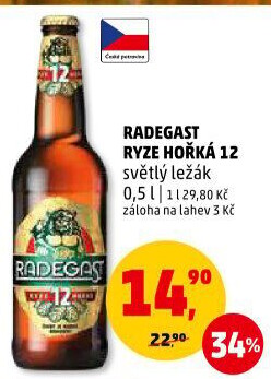 Pivo světlý ležák 12° Ryze hořká Radegast