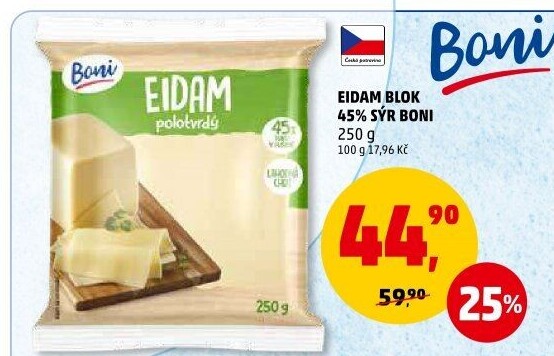 Sýr Eidam 45% Boni