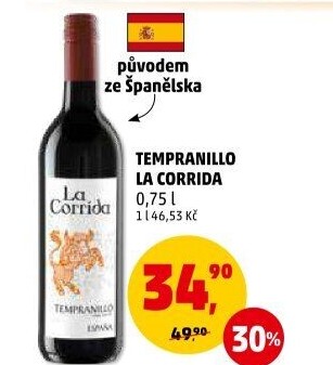 Víno Tempranillo La Corrida