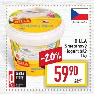 Bílý jogurt smetanový Billa