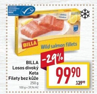Losos divoký Keta filety mražený Billa