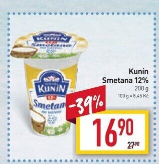 Smetana na vaření Kunín 12%