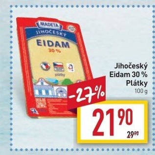 Sýr Eidam Jihočeský 30% Madeta