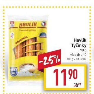 Tyčinky trvanlivé se sýrem a solí Havlík