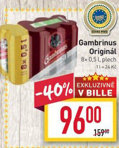 Pivo světlé výčepní Originál 10° Gambrinus