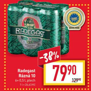 Pivo světlé výčepní Rázná 10° Radegast