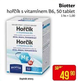 Doplněk stravy Hořčík + vitamin B6 Biotter