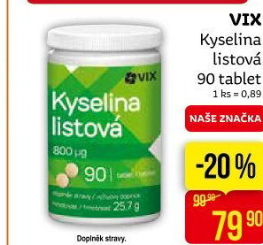 Doplněk stravy Kyselina listová VIX