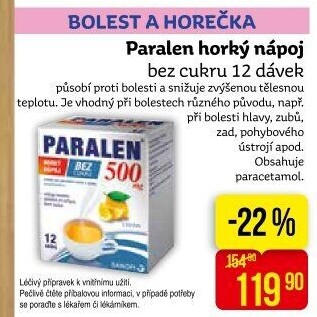 Horký nápoj bez cukru Paralen