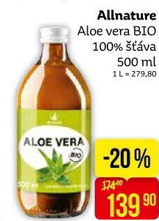 Nápoj Aloe Vera bio Allnature