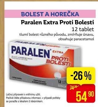 Tablety proti bolesti Extra Paralen
