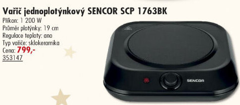 Jednoplotýnkový vařič Sencor SCP 1763BK