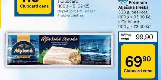 Aljašská treska filé pro děti mražené Premium Mylord