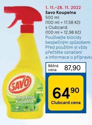 Čistič koupelen ve spreji Savo