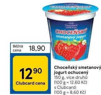 Jogurt smetanový ochucený Choceňský